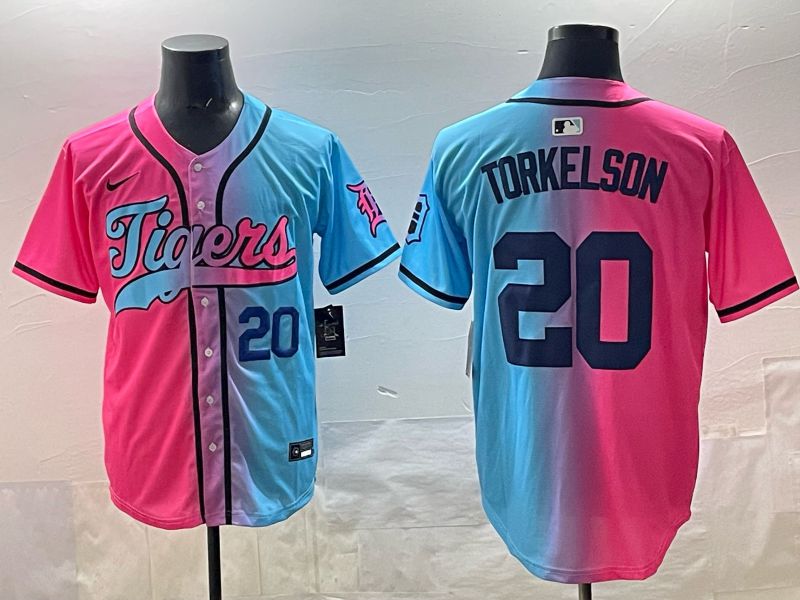 Men 2025 Detroit Tigers #20 Torkelson Blue pink Game Nike MLB Jersey style 03->detroit tigers->MLB Jersey